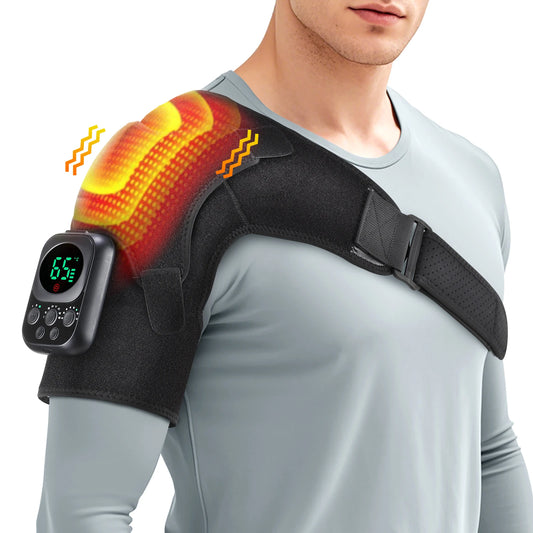 Electric heated shoulder support brace - side view