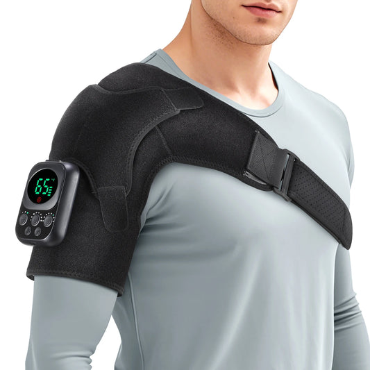 Electric shoulder brace with heat therapy - front view